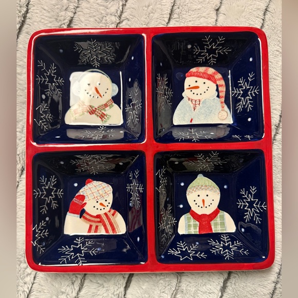 Debbie Mumm Other - Snowman Holiday Dish Set with Red and Blue Accents